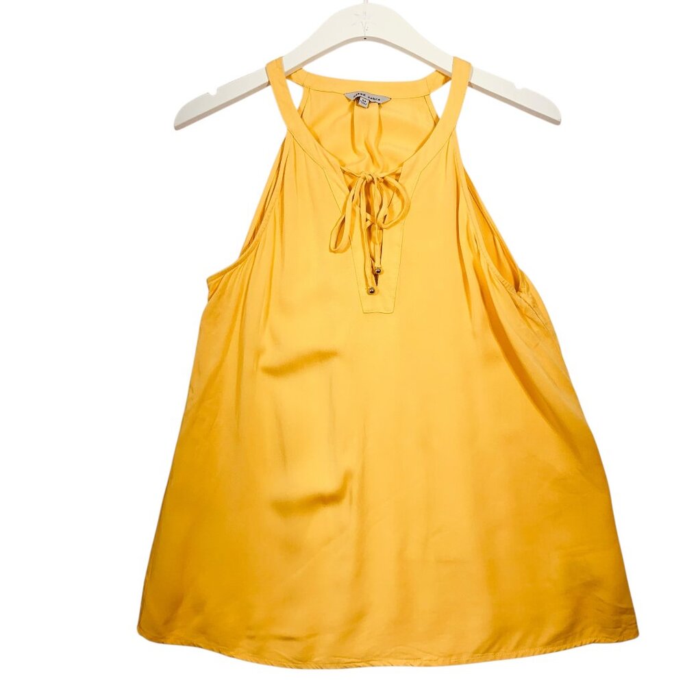 yellow tank tap with tie detail size  medium NAKED ZEBRA
